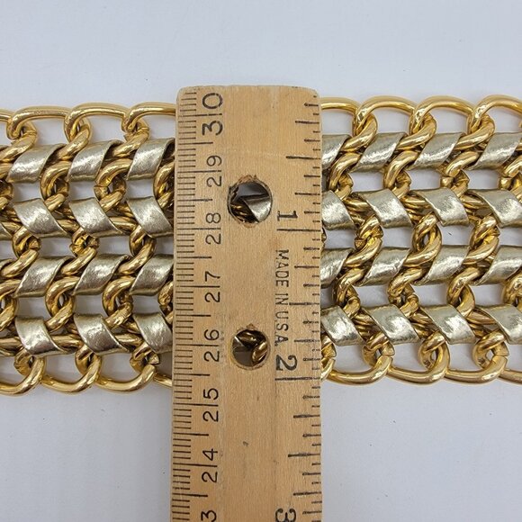 BEAUTIFUL VINTAGE DISCO Belt Gold Chain Link Party 70s 80s Look Heavy Wide - Picture 4 of 6